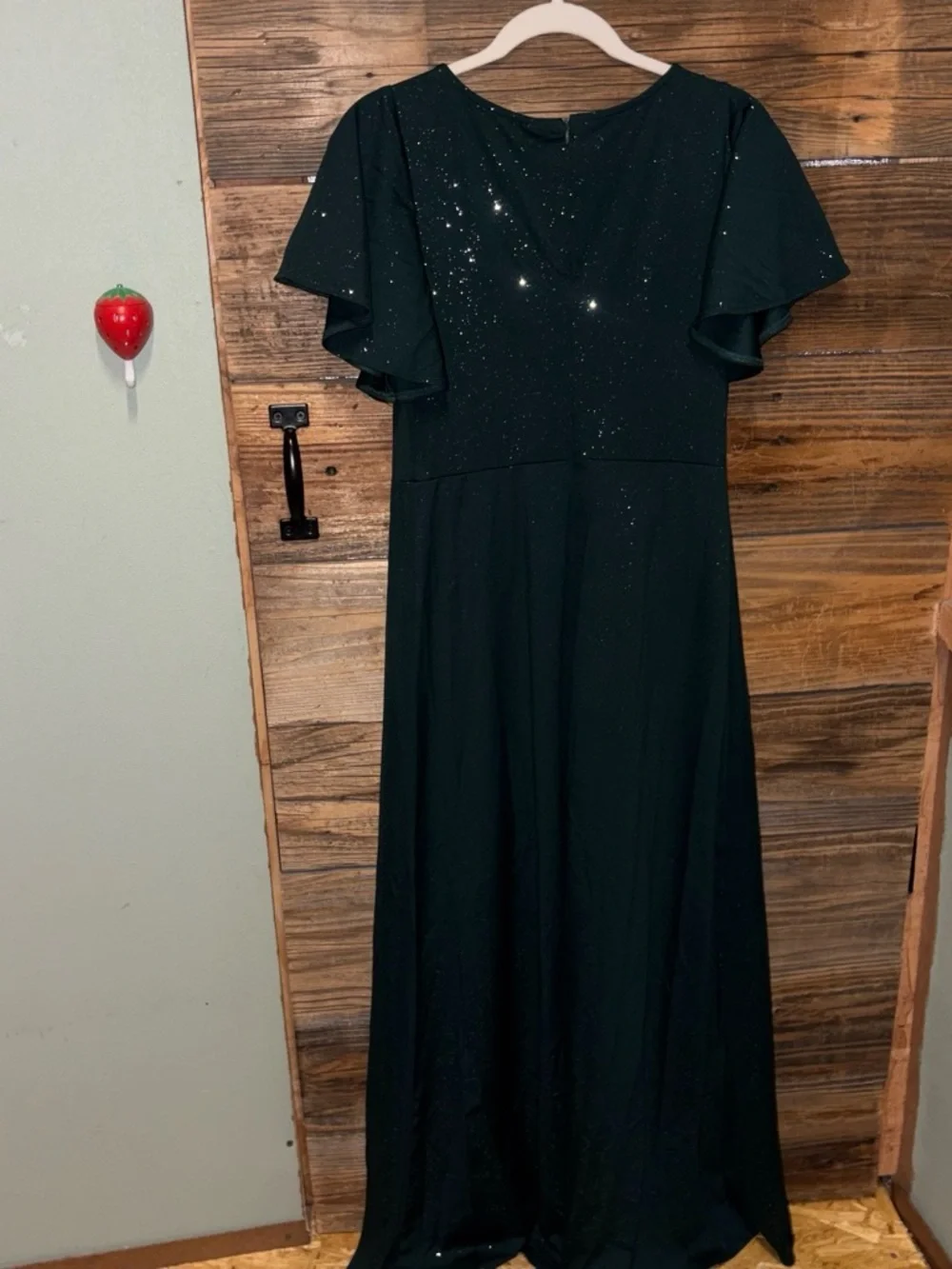 Emerald Green Flutter Sleeve Gown